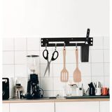 Duvara Monte Bıçak Tutucu, 4 Kancalı Asma Bıçak Standı, Ekstra Güçlü Paslanmaz Çelik 30 Cm