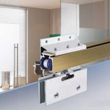 Duvara Monte Braketli Cam Sürgülü Kapı Pisti, Duş/Dolap/Ofis için Yumuşak Kapanış Parça Kiti, Ağır Hizmet Ahır Kapısı Donanım Seti (Şampanya, 210 cm/6,9 ft)