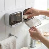 Duvara Monte İkili Kapaklı Plastik Katı Sabunluk Organizer – Banyo &Amp; Mutfak İçin Yapışkanlı Sabun Kutusu Ve Düze