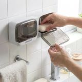 Duvara Monte İkili Kapaklı Plastik Katı Sabunluk Organizer – Banyo &Amp;Amp; Mutfak İçin Yapışkanlı Sabun Kutusu Düzenleyici (5047)