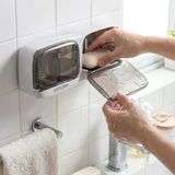 Duvara Monte İkili Kapaklı Plastik Katı Sabunluk Organizer – Banyo & Mutfak İçin Yapışkanlı Sabun Kutusu Ve Düzenleyici (2818)