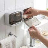 Duvara Monte İkili Kapaklı Plastik Katı Sabunluk Organizer – Banyo & Mutfak İçin Yapışkanlı Sabun Kutusu Ve Düzenleyici (5067)