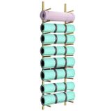 Duvara Monte Metal Yoga Mat Depolama Rafı, Spor Salonu, Pilates ve Ev Kullanımı için 9 Katmanlı Ekran Rafı - Paspaslar ve Fitness Ekipmanları için Bağımsız ve Asılı Düzenleyici