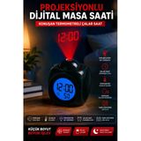 Duvara Yansıtan Projeksiyonlu Dijital Çalar Saat Konuşan Termometreli Led Alarm Masa Saati Pilli & Kablolu Kullanım