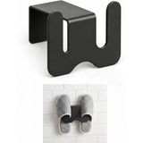 Duvara Yapıştırılabilir Terlik Askısı Metal Terlik Organizeri Banyo Terlik Tutucu Yapışkanlı Duvar Askılığı Çift Terlik Aparatı Siyah M