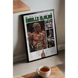 Duvarda Charles Oliveira Ufc Siyah Ahşap Çerçeveli Poster, Dekoratif Dövüş Duvar Tablosu - 30 x 42