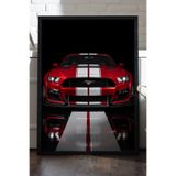 Duvarda Ford Mustang Shelby GT350 Siyah Ahşap Çerçeveli Poster, Dekoratif Araba Duvar Tablosu