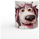 Duvarı Delip Bakan Neşeli Köpek Baskılı Kupa Bardak - Renkli