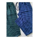 DÜVEN %100 Pamuk Kareli Ekose Desenli Cepli 2'li Erkek Pijama Altı, Yeşil - İndigo, 7XL