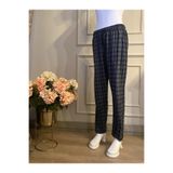 DÜVEN %100 Pamuk Unisex Ekose Pijama Altı, Rahat Kesim, Cepli, Antrasit, 7XL Beden