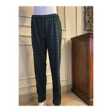DÜVEN %100 Pamuk Unisex Ekose Pijama Altı, Rahat Kesim, Cepli, Yeşil, 9XL Beden