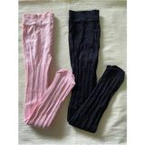 Düven 2'li Kız Çocuk Desenli Külotlu Çorap ( 80 Den Orta Kalın Mevsimlik Külotlu Çorap ) Pembe & Siyah - Pembe - Siyah - 4 - 5 Yaş