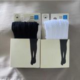 Düven 2'li Kız Çocuk Desenli Külotlu Çorap Knit Ted Model 80 Den Mevsimlik Pantyhose ( Siyah & Beyaz ) - 9-10 Yaş