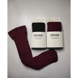 Düven 2'li Paket Yumuşacık Dokusu Klasik Örgü Deseniyle Kalın Kışlık Bordo & Siyah Rengi Dizaltı Çorap - Standart - Bordo - Siyah