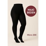 DÜVEN Büyük Beden Opak Micro 200 Den Mat Burunlu Maxi Siyah Külotlu Çorap
