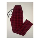 DÜVEN Cepli Ekose Desenli Bordo Pamuklu Pijama Altı, Kadın, 8XL Beden