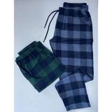 Düven Erkek 2'li Kışlık Ekose Desenli Pazen Pamuklu Pijama Altı - Yeşil - Indigo