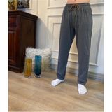Düven Erkek Antrasit Düz Paça Penye %100 Pamuklu Standart Fit Pijama Altı Normal Kesim Beli Lastikli Cepli - 6XL