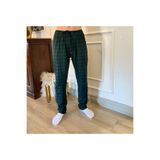 DÜVEN Erkek Çocuk Pijama Altı, Yeşil Ekose Desenli, %100 Pamuklu, Cepli, Beli Bağcıklı, 2XL Beden