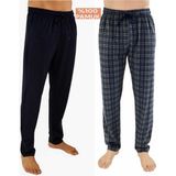 Düven Erkek Pamuklu Antrasit Ekose & Lacivert 2'li Tek Alt Pijama - Mevsimlik Pijama Altı - Antrasit - Lacivert - 2XL