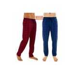 DÜVEN Erkek Pamuklu Ekose Bordo & İndigo 2'li Pijama Altı, Unisex