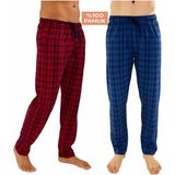 Düven Erkek Pamuklu Ekose Bordo & Indigo 2'li Tek Alt Pijama - Mevsimlik Bay Unisex Pijama Altı - Bordo - Indigo - 8XL