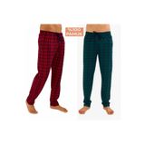 DÜVEN Erkek Pamuklu Ekose Pijama Altı, 2'li Set, Unisex