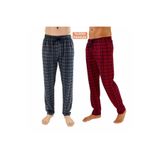 DÜVEN Erkek Pamuklu Ekose Pijama Altı, Bordo & Antrasit, 2'li Set, XL Beden