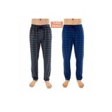 DÜVEN Erkek Pamuklu Ekose Pijama Altı, İndigo & Antrasit, Unisex, 2'li Set