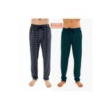 DÜVEN Erkek Pamuklu Ekose Pijama Altı, Yeşil & Antrasit, 2'li Set, Unisex