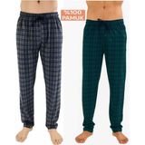 Düven Erkek Pamuklu Ekose Yeşil & Antrasit 2'li Tek Alt Pijama - Mevsimlik Bay Unisex Pijama Altı - Yeşil - Antrasit - 9XL