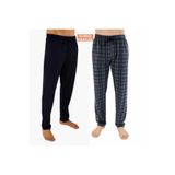 DÜVEN Erkek Pijama Altı, %100 Pamuk, Antrasit Ekose & Lacivert, 2'li Set, 3XL