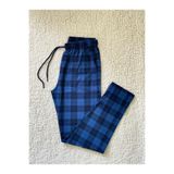 DÜVEN Erkek Pijama Altı, %100 Pamuk, Ekose Desen, Lacivert, 5XL Beden
