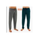 DÜVEN Erkek Pijama Altı, %100 Pamuk, Yeşil Ekose ve Antrasit, 2'li Set, 5XL Beden