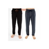 DÜVEN Erkek Pijama Altı, Antrasit Ekose & Siyah, 2'li Set, %100 Pamuk, 6XL Beden