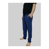 DÜVEN Erkek Pijama Altı, Büyük Beden, %100 Pamuk, Ekose Desen, İndigo, 7XL