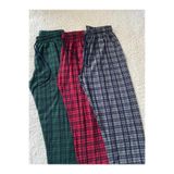 DÜVEN Erkek Pijama Altı, Ekose Desen, %100 Pamuk, Cepli, Beli Lastikli, 3 Adet Set