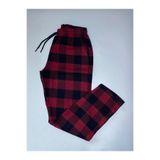 DÜVEN Erkek Pijama Altı, Ekose Desen, Bordo, XL Beden, %100 Pamuk