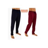 Düven Erkek Pijama Altı Pamuklu Bordo Ekose & Antrasit 2'li Tek Alt Pijama