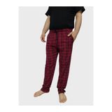 DÜVEN Erkek Pijama Altı, Unisex Battal Beden, %100 Pamuk, Ekose Kareli Desen, Bordo, 5XL