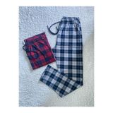 DÜVEN Erkek Unisex Ekose Büyük Kare Desenli 2'li Pijama Altı, Bordo, 6XL