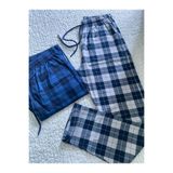 DÜVEN Erkek Unisex Ekose Desenli 2'li Pijama Altı, 6XL Beden, Bej