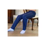 DÜVEN İndigo Kare Desenli Ekose Baskılı %100 Pamuklu Cepli Beli Bağcıklı Pijama Altı, 9XL