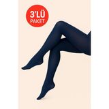 Düven Kadın 3'lü Paket Açık Lacivert Külotlu Çorap Orta Kalın Mus Micro 40 Den Opak Mat Pantyhose