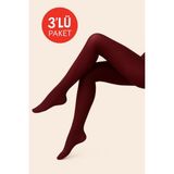 Düven Kadın 3'lü Paket Bordo Külotlu Çorap Orta Kalın Mus Micro 40 Den Opak Mat Pantyhose