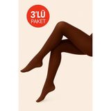 Düven Kadın 3'lü Paket Kestane Külotlu Çorap Orta Kalın Mus Micro 40 Den Opak Mat Pantyhose