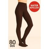 Düven Kadın Kestane Kahverengi 80 Den Opak Mat Kalın Külotlu Çorap - Water Repellent
