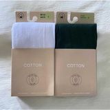Düven Yeşil & Beyaz 2'li Cotton Kadın Külotlu Çorap Pamuklu & Mat 60 Den Pantyhose - XL - Yeşil - Beyaz