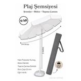 Düvenci Beyaz Plaj Şemsiyesi 200 cm Çap / 10 Telli + Bidon + Taşıma Çantası Dahil
