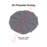 Düvenci Gri Polyester Kumaş, 200 cm / 10 telli (plaj şemsiyesi uyumlu)